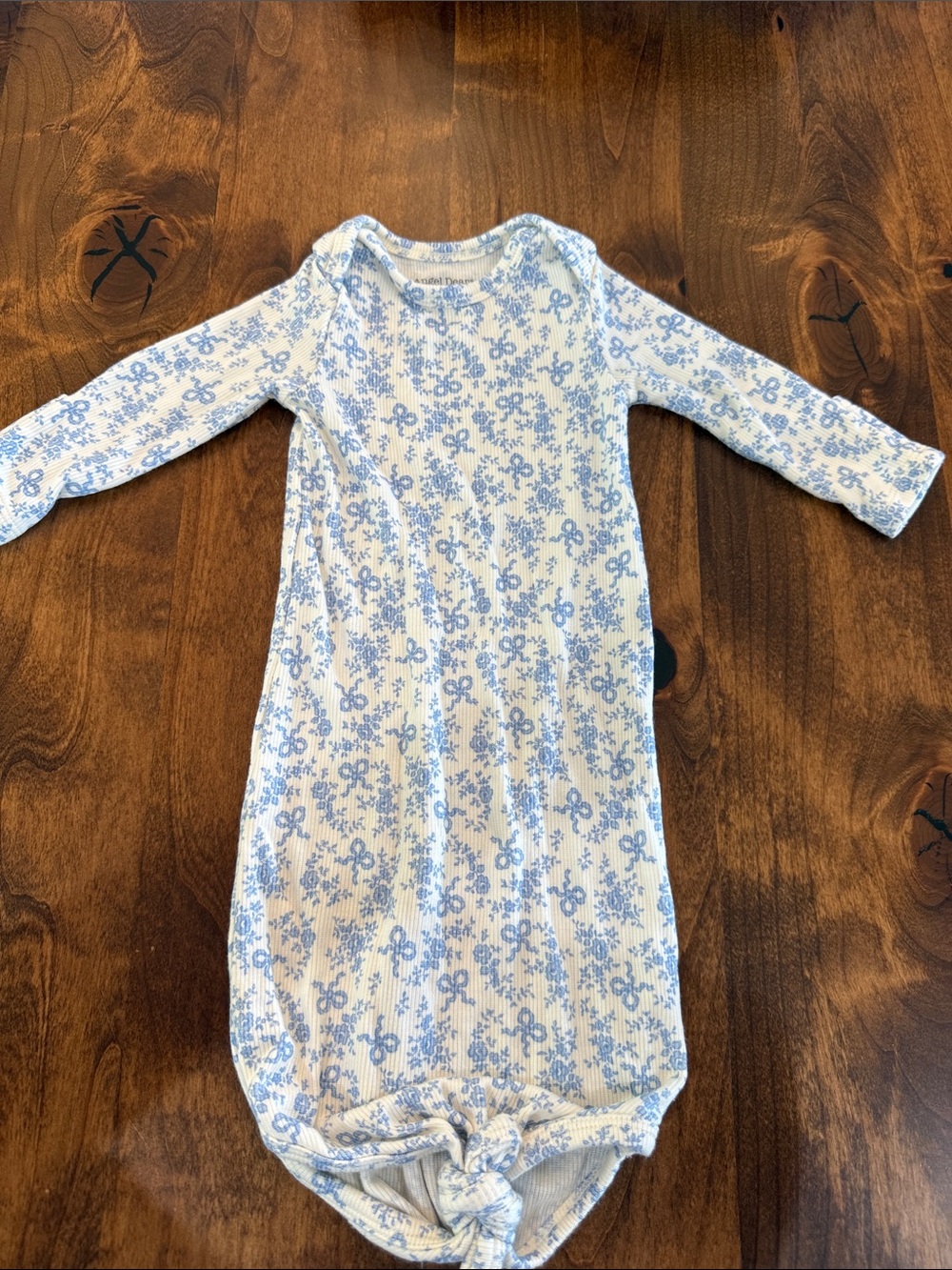 Angel Dear Blue Floral Long-Sleeve Knot Sleep Gown